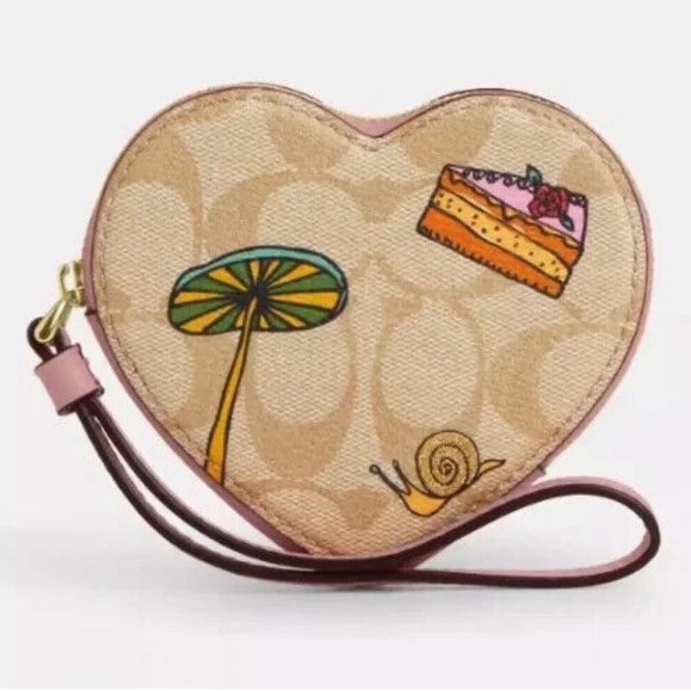 Coach X Observed by Us Heart coin case in signature canvas